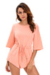 Sexy Pink Drawstring Knot Open Back Romper